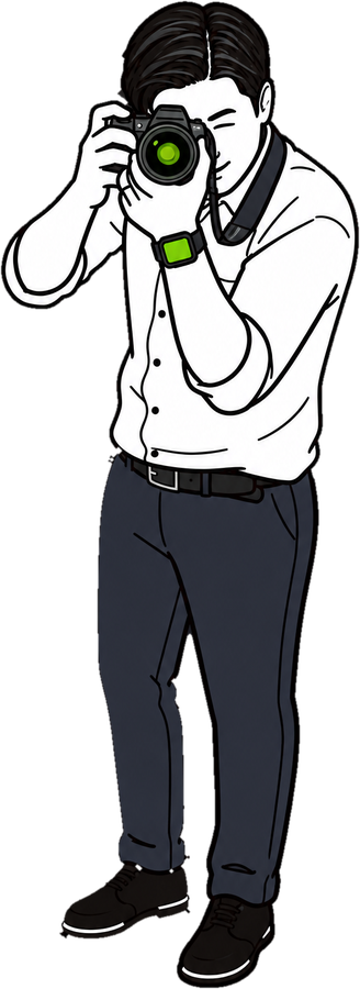 カメラで撮影するスタッフのイラスト